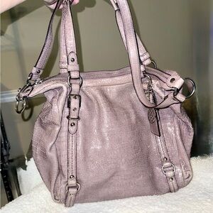Coach Purple and Silver Shoulder Bag with Metallic Finish